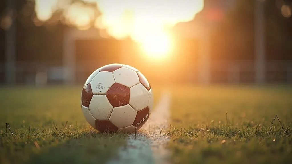 A collage depicting the evolution of football through history